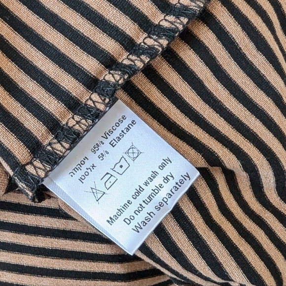 Alembika Heart Applique Stripe Tee S Brown Black Long Sleeve Jersey Langenlook - Picture 5 of 5